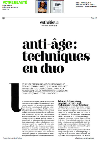 Anti-âge : techniques en duo VOTRE BEAUTE