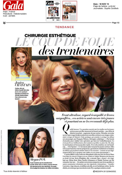 Chirurgie esthétique : le coup de folie des trentenaires - GALA - 18 novembre 2015