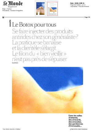 Le Botox pour tous - Supplément Le Monde du 04/06/2016