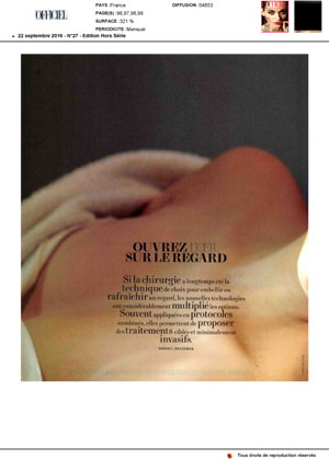 Le cerne creux, les poches sous les yeux, les poches malaires : Le liposeeding (injection de graisse) - L'Officiel septembre 2016