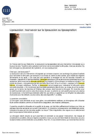 Tout savoir sur la liposuccion - ELLE - 4 mars 2015